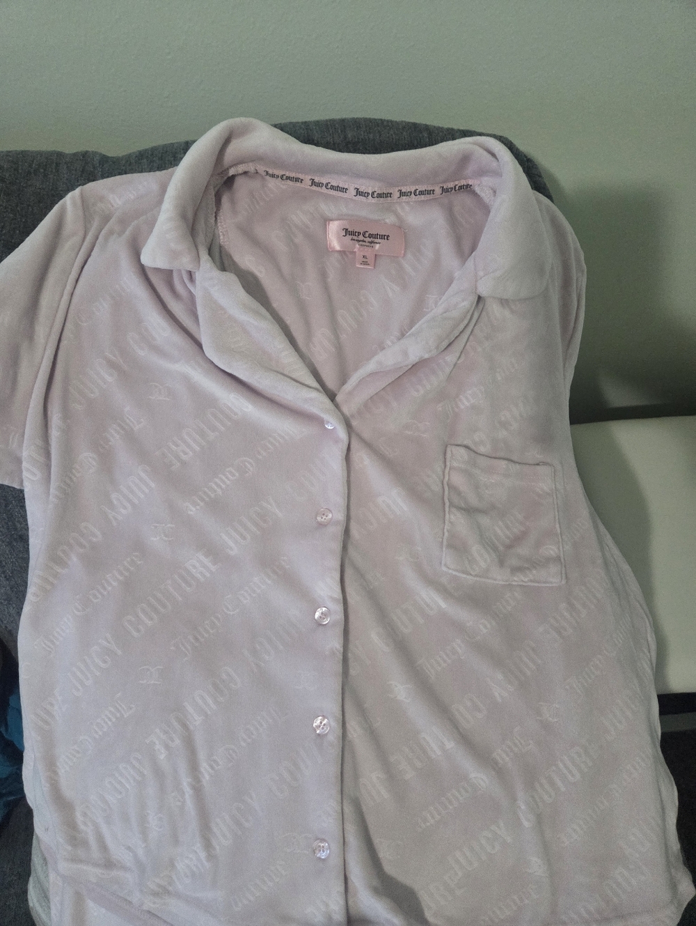 Juicy Couture Light Pink Plush Button-Front Pajama Top And Bottoms